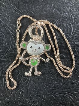 Adorable Moving Monkey Jewelry Necklace Pendant on Rose Gold Tone #VigB5aGsZPg
