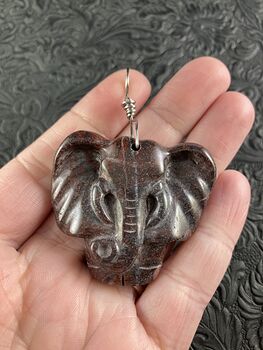 Animal Stone Jewelry Pendant Elephant Carved in Red Jasper #VQldNIRJ3bA