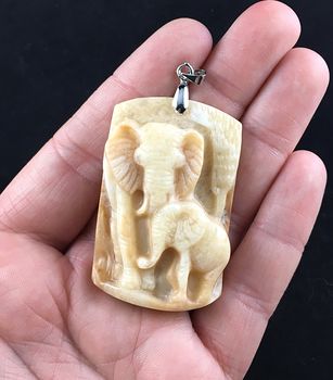 Baby and Mamma Elephant Carved Red Jasper Stone Pendant Jewelry #Bv9YzVzd5PY
