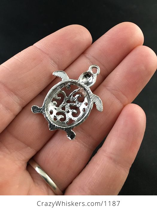 Beautiful Turtle and Swirl Pendant and Earrings Jewelry Set - #ehGzkwtW9EM-3