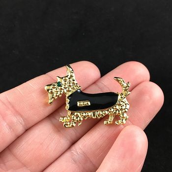 Black Enamel and Golden Scottie Scottish Terrier Dog Animal Jewelry Brooch Pin #uaFAOmYhUwI