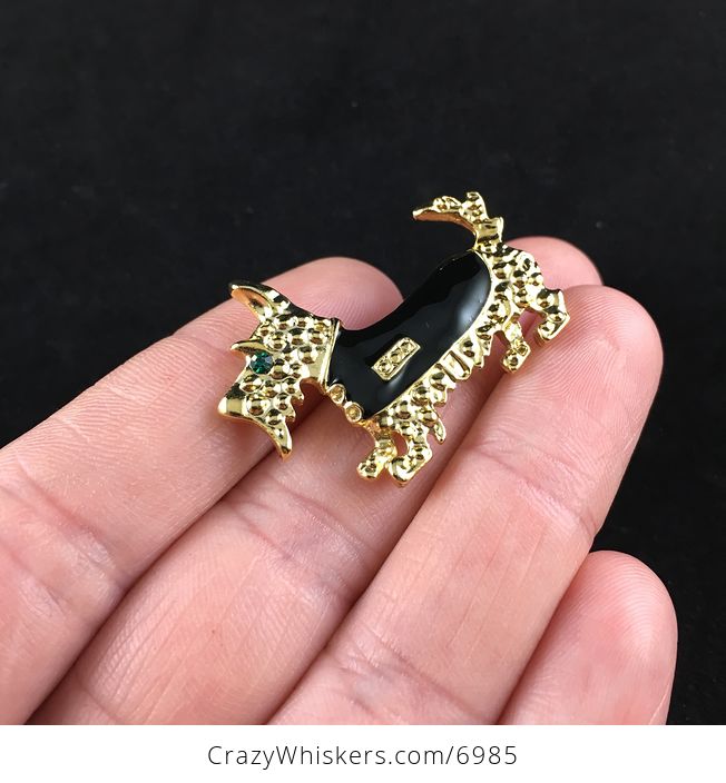 Black Enamel and Golden Scottie Scottish Terrier Dog Animal Jewelry Brooch Pin - #uaFAOmYhUwI-3