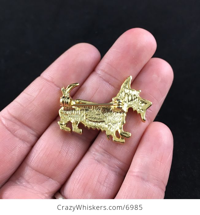 Black Enamel and Golden Scottie Scottish Terrier Dog Animal Jewelry Brooch Pin - #uaFAOmYhUwI-4