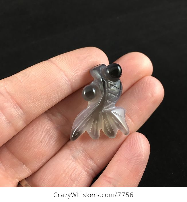 Carved Agate Goldfish Jewelry Pendant - #W90A6PyQWX8-1