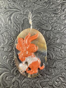 Carved Bunny Rabbit Jasper Stone Pendant Jewelry #oSWJ3ixeUsI
