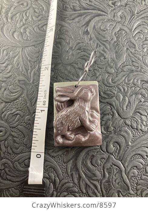 Carved Bunny Rabbit Jasper Stone Pendant Jewelry - #3hh2PY8f4Jw-6