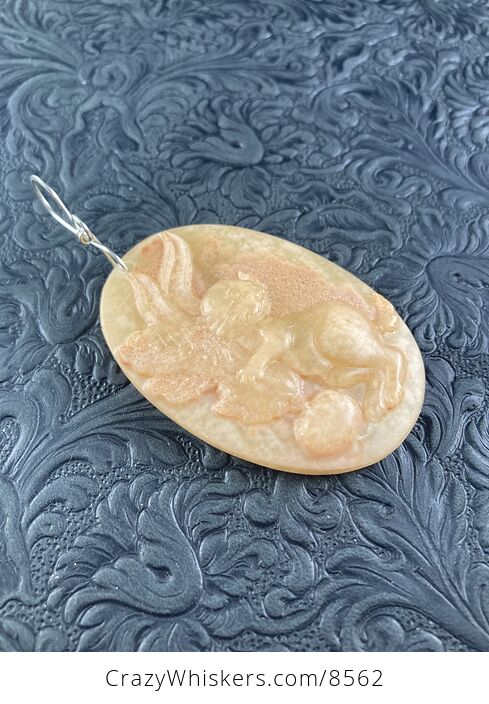 Carved Bunny Rabbit Jasper Stone Pendant Jewelry Ornament Mini Art - #HPYbQpgBtxU-4
