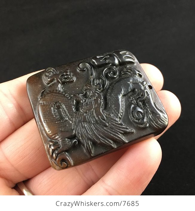 Carved Chinese Dragon Jade Stone Pendant Jewelry - #LYmSfLOOJZg-3