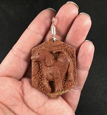 Carved Dog Red Jasper Stone Pendant with Wire Bail #5ZwIT38XnQ0