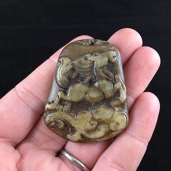 Carved Horse Chinese Jade Stone Pendant Jewelry #ah0Nd9kki0Y