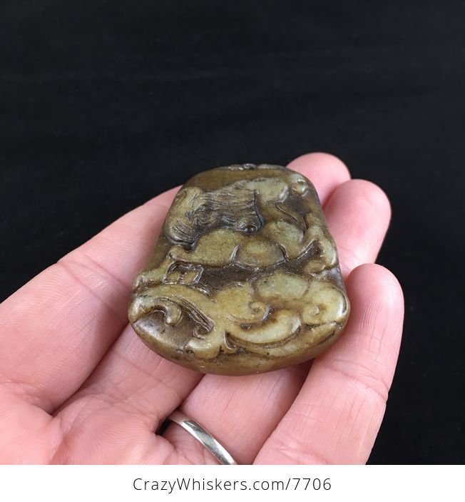Carved Horse Chinese Jade Stone Pendant Jewelry - #ah0Nd9kki0Y-2