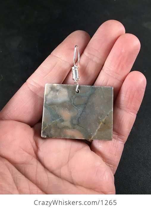 Carved Horse Head Jasper Stone Pendant with Wire Bail - #i5tPAeHm72Y-2