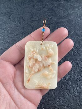 Carved Horse Jasper Stone Pendant Jewelry Mini Art Ornament #ughwPoJ07Jw