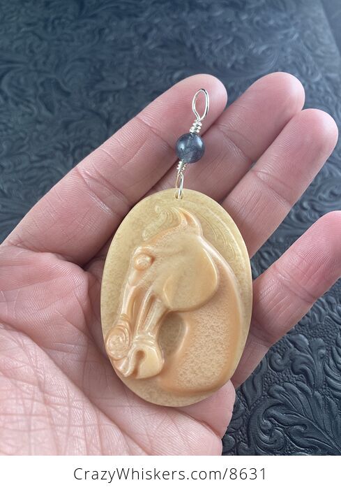 Carved Horse Jasper Stone Pendant Jewelry Mini Art Ornament - #6OnXJwqUQIM-2