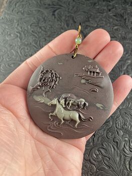 Carved Horses in Jasper Stone Pendant Jewelry #Qbr7VzkzDeQ