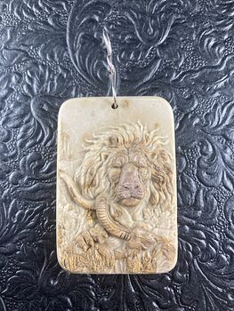 Carved Male Lion and Prey Jasper Stone Pendant Jewelry Mini Art Ornament #xj4fScpdYwE
