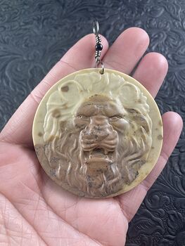 Carved Male Lion Big Cat Jasper Stone Pendant Jewelry #gc1gZPcdloA
