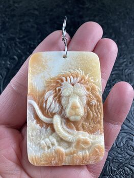 Carved Male Lion Big Cat Red Malachite Stone Pendant Jewelry Mini Art Ornament #YyOUUWsPWT0