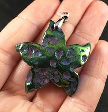 Carved Star Shaped Green and Purple Stone Pendant #ahOKg2uv1Dk