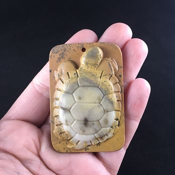 Carved Turtle in Ribbon Jasper Stone Pendant Jewelry #SnPNWr2MBv0