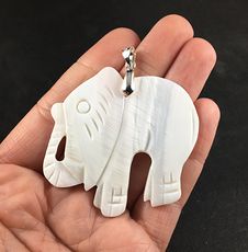 Carved White Shell Elephant Pendant Necklace #sx7YUwcXxhQ