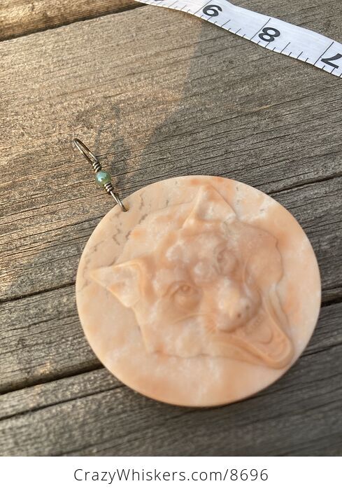 Carved Wolf Face in Jasper Stone Jewelry Pendant Ornament Mini Art - #r8SKfgb7zyM-5
