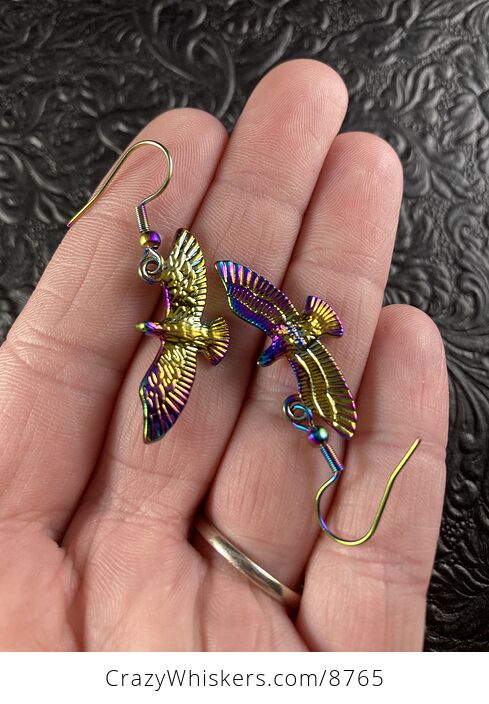 Colorful Chameleon Metal Eagle Falcon Hawk Bird of Prey Earrings - #L0Ikhp9vZ68-1