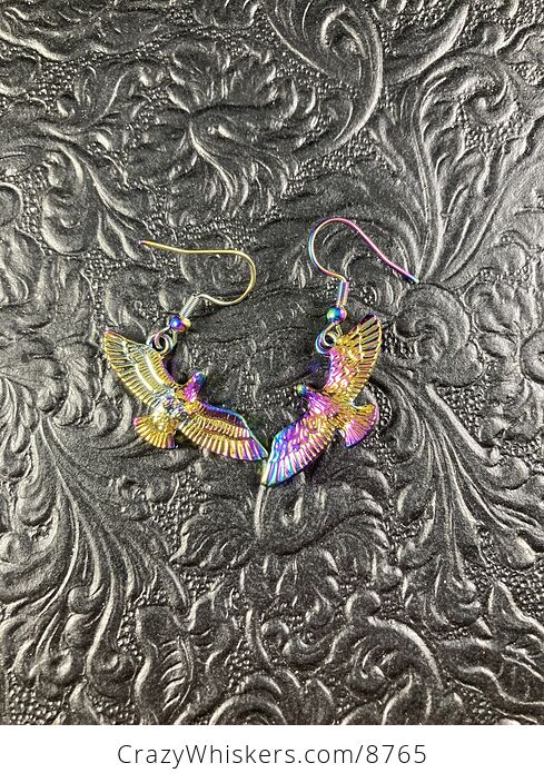 Colorful Chameleon Metal Eagle Falcon Hawk Bird of Prey Earrings - #L0Ikhp9vZ68-4