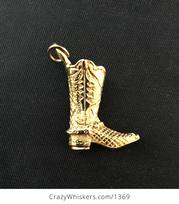 Country Girl Cowgirl Boot Pendant in Gold Tone - #shcFGWXlmMI-2