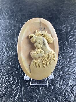 Crowing Rooster Carved Mini Art Jasper Stone Pendant Cabochon Jewelry #VxefZtN5BaA