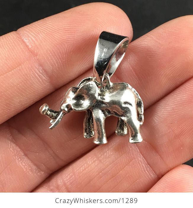 Cute 3d Vintage Silver Toned Elephant Pendant Necklace - #toZoGE6jCU0-2