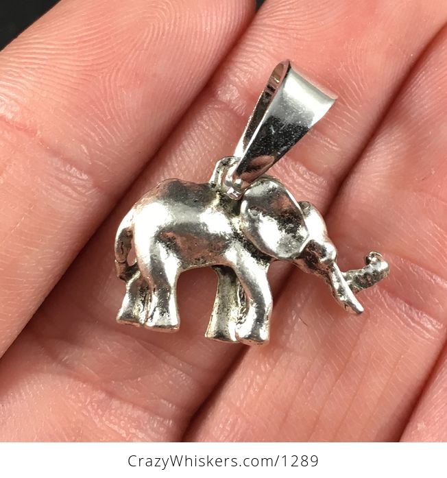 Cute 3d Vintage Silver Toned Elephant Pendant Necklace - #toZoGE6jCU0-1
