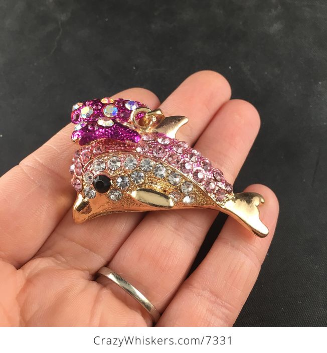 Cute Girly Dolphin with a Bow and Rhinestones Jewelry Pendant - #6pmfi2NRgMw-1