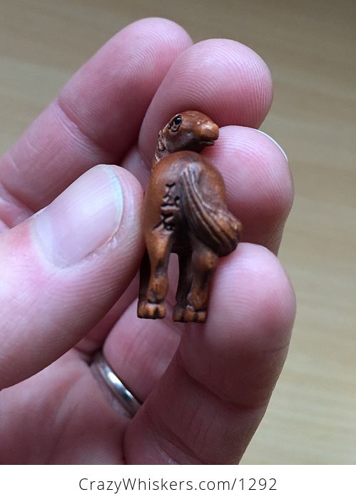 Cute Horse or Pony Looking Back Ojime Bead Pendant Hand Carved Boxwood Signed by Carver - #F3CddsQAJ7k-4