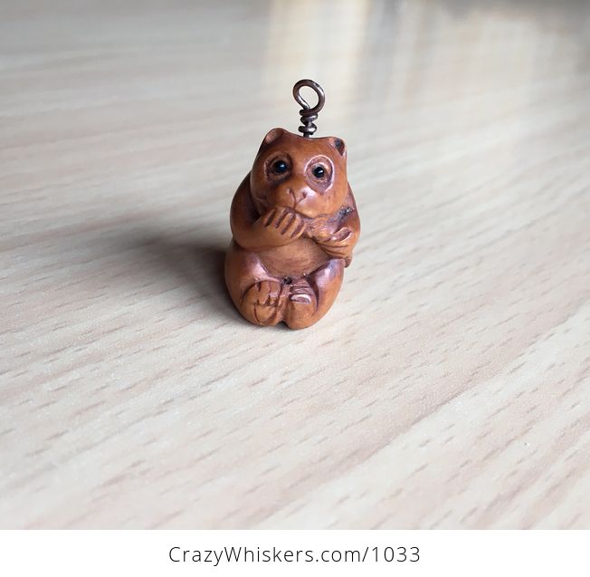 Cute Panda Ojime Bead Pendant Hand Carved Boxwood Signed by Carver - #FUAlUYMzWEI-1