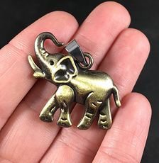 Cute Walking Elephant Pendant Necklace in Bronze Titanium Steel #cvYMp6Nb0CE