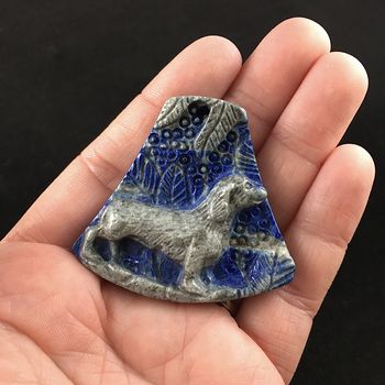 Dachshund Teckel Dackel Wiener Dog Carved Lapis Lazuli Stone Pendant Jewelry #n1irOkED3Ds