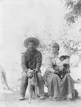 Digital Photo of a Historical Pomo Indian Family and Dog #FIcmZWErdZY