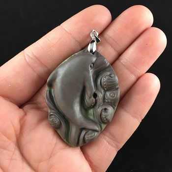 Dolphin Carved Ribbon Jasper Stone Pendant Jewelry #4T8XlqDfZk4