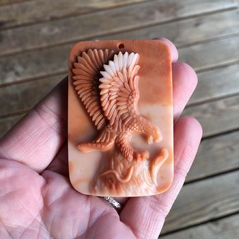 Eagle Battling a Snake Carved in Red Jasper Stone Pendant Jewelry #So7znQxZFZE