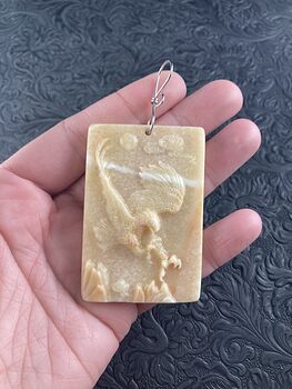 Eagle Carved in Jasper Stone Pendant Jewelry #3Y8PAGuesoc