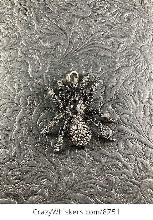 Elegant Black Rhinestone and Metal Tarantula Spider Pendant Halloween Jewelry Necklace - #jpAjwWNNTUs-6