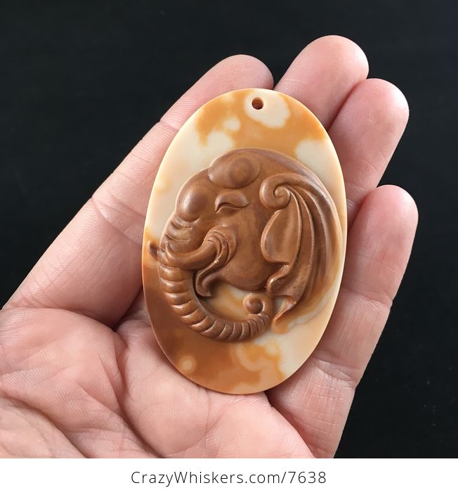 Elephant Face Carved Red Jasper Stone Pendant Jewelry - #FZPg0hcSqeo-1