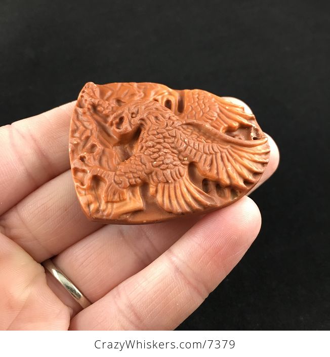 Fierce Eagle Carved Red Jasper Stone Pendant Jewelry - #0xdPy4X5hcg-3