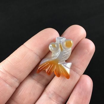 Gold Fish Carved Agate Jewelry Pendant #Avr1BaIOphY