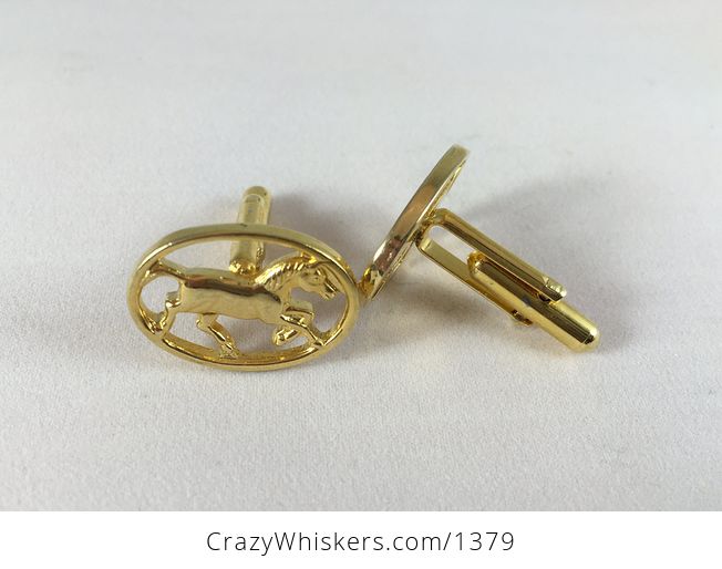 Gold Tone Runing Horse Cufflinks Price Includes Shipping - #dRF1DtVCgiM-2