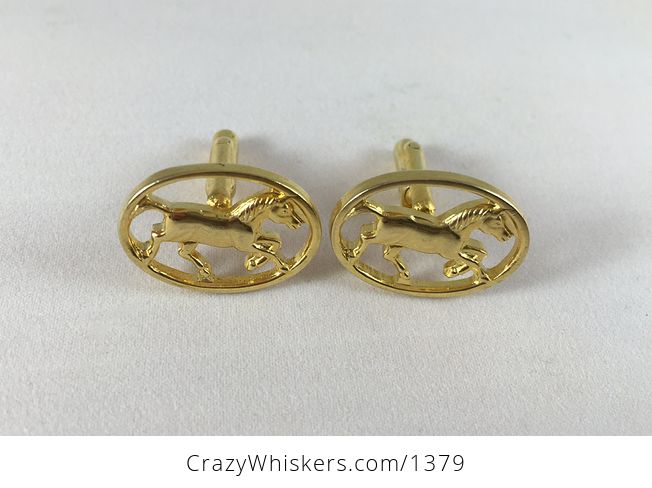 Gold Tone Runing Horse Cufflinks Price Includes Shipping - #dRF1DtVCgiM-1