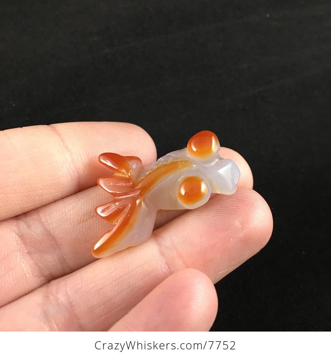 Goldfish White and Orange Carved Agate Jewelry Pendant - #hqGe6WVHiAg-2