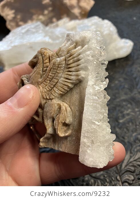 Hand Carved Crystal Stone Pegasus Figurine - #nhPImtNDii0-4
