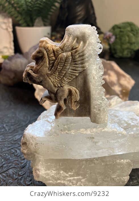 Hand Carved Crystal Stone Pegasus Figurine - #nhPImtNDii0-6